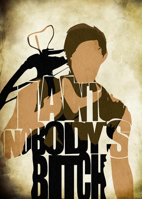 Daryl Dixon Greeting Card featuring the painting The Walking Dead Inspired Daryl Dixon Typographic Artwork by Inspirowl Design