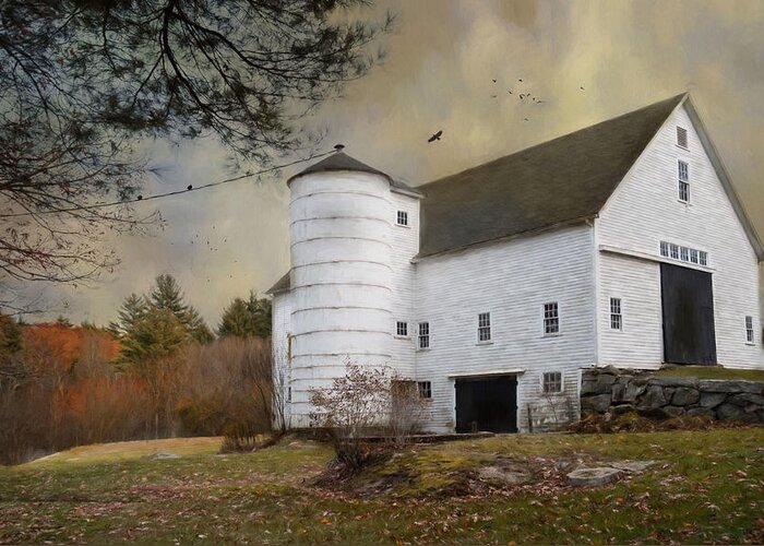 Barn Greeting Card featuring the photograph The White Barn by Robin-Lee Vieira
