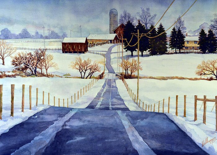 Watercolor Greeting Card featuring the painting The White Season by Mick Williams