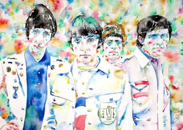 Who Greeting Card featuring the painting THE WHO - watercolor portrait by Fabrizio Cassetta