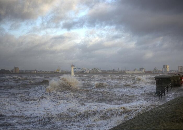 Lighthouse Greeting Card featuring the photograph The Wild Mersey 2 by Spikey Mouse Photography