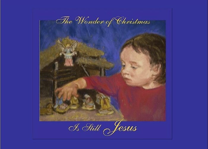 Christmas Greeting Card featuring the mixed media The Wonder of Christmas by Harriett Masterson