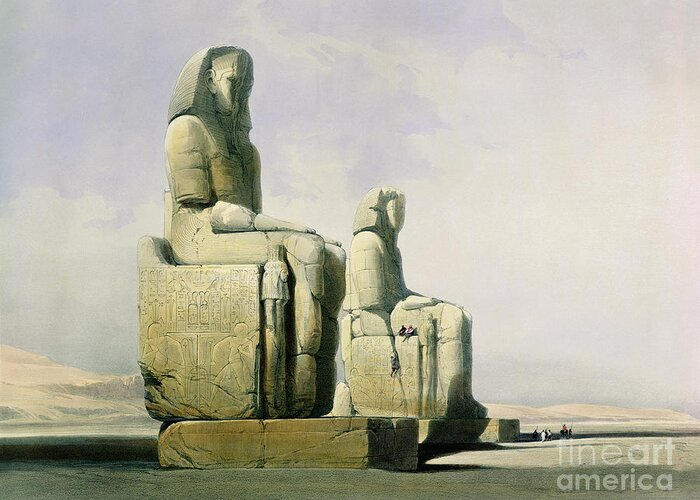 Statues Greeting Card featuring the painting Thebes by David Roberts by David Roberts