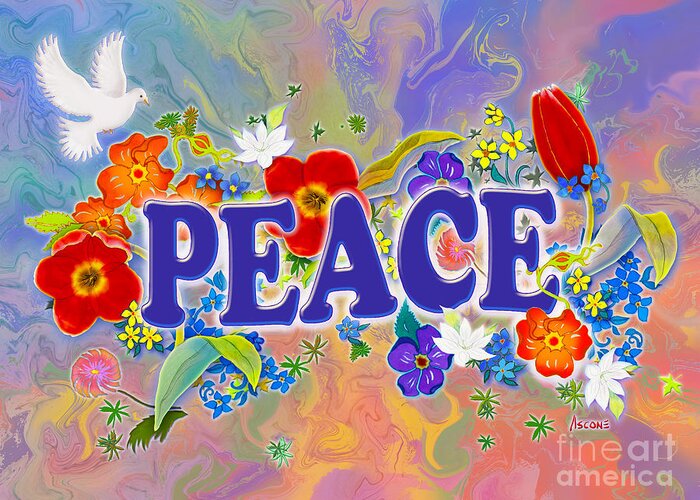 Peace Greeting Card featuring the painting Themes of the Heart-Peace by Teresa Ascone