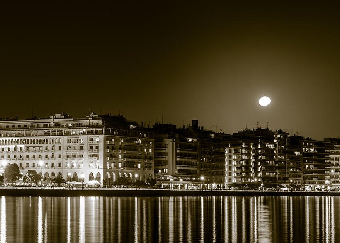 Greece Greeting Card featuring the photograph Thessaloniki at night. by Slavica Roche