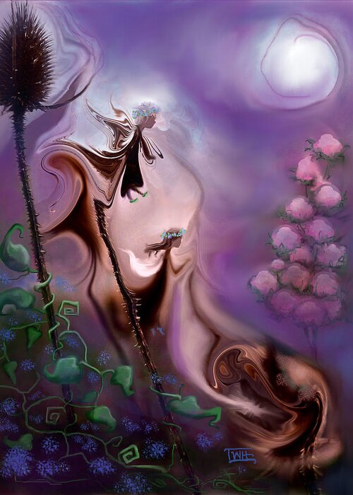 Fairies Greeting Card featuring the photograph Thistle Fairies by Moonlight by Terry Webb Harshman