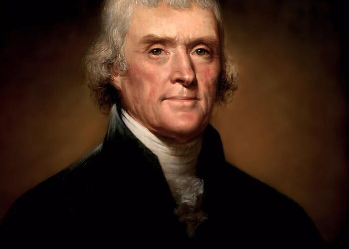 Thomas Greeting Card featuring the painting Thomas Jefferson President Portrait by DC Photographer