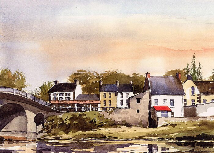 Val Byrne Greeting Card featuring the painting Thomastown Kilkenny by Val Byrne