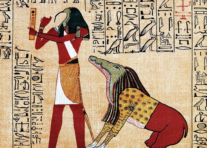 Book Of The Dead Greeting Card featuring the photograph Thoth And The Devourer by Sheila Terry/science Photo Library