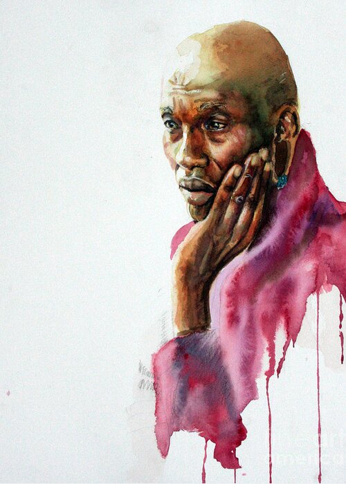 Maasai Greeting Card featuring the painting Thought by Gary Williams