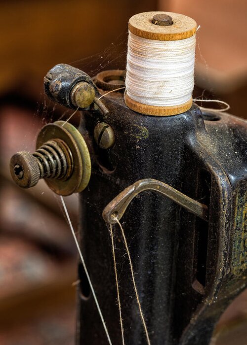 Sewing Machine Greeting Card featuring the photograph Threaded by Denise Bush