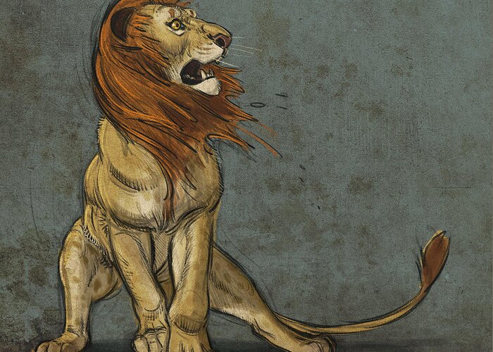 Lion Greeting Card featuring the digital art Threatened by Aaron Blaise