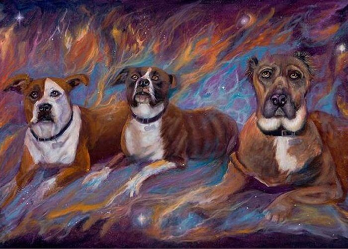 Curvismo Greeting Card featuring the painting If Dogs Go To Heaven by Sherry Strong