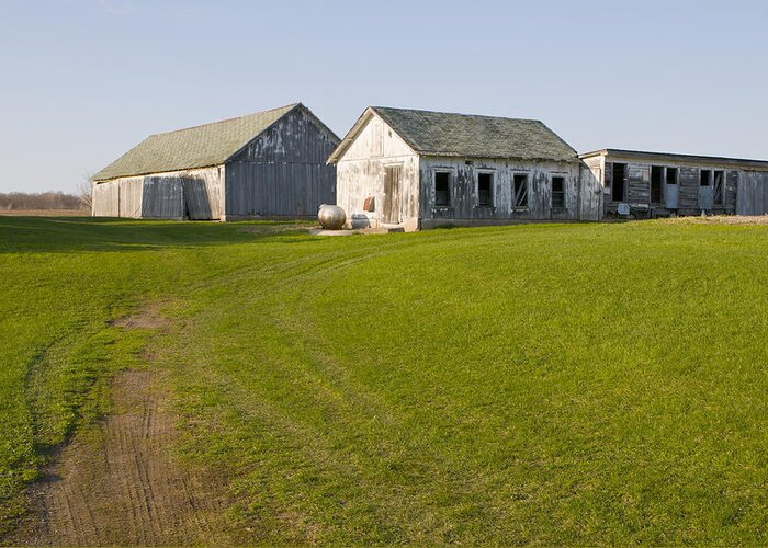 Photograph Greeting Card featuring the photograph Three Weathered Farm Buildings by Lynn Hansen