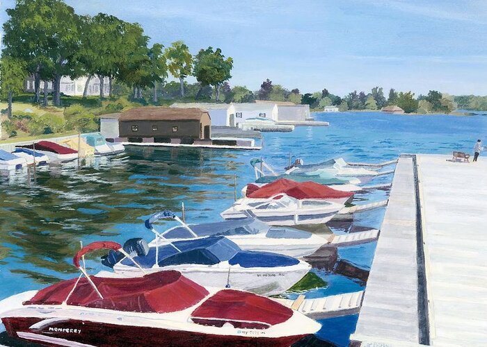 Marina Greeting Card featuring the painting T.I. Park Marina by Lynne Reichhart