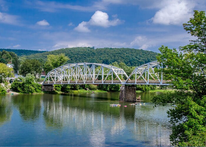 Allegheny River Greeting Card featuring the photograph Tidioute Bridge 7007 by Guy Whiteley