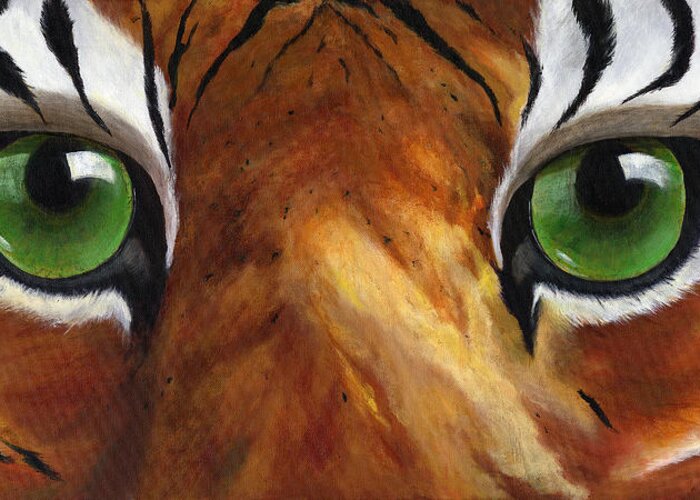 Tiger Greeting Card featuring the painting Tiger Eyes by Donna Tucker