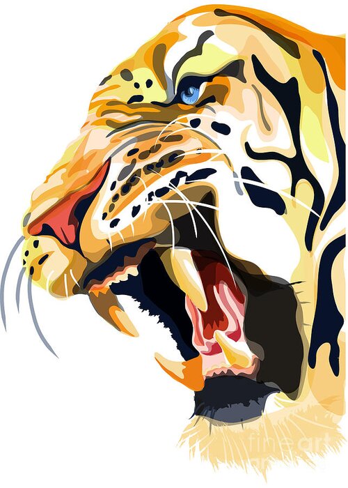 Tiger Illustration Greeting Card featuring the painting Tiger Roar by Sassan Filsoof