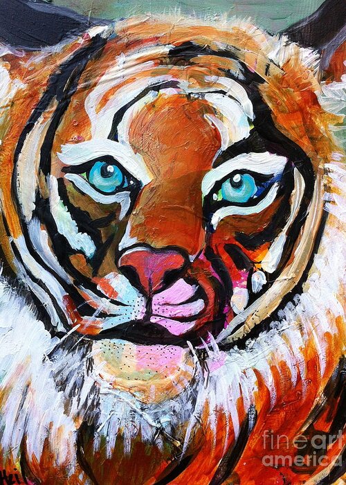 Tiger Greeting Card featuring the painting Tiger Spirit by Kim Heil