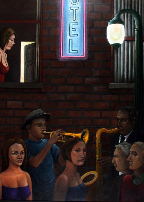 Street Musicians Greeting Card featuring the painting Till We Meet Again by Gerry High