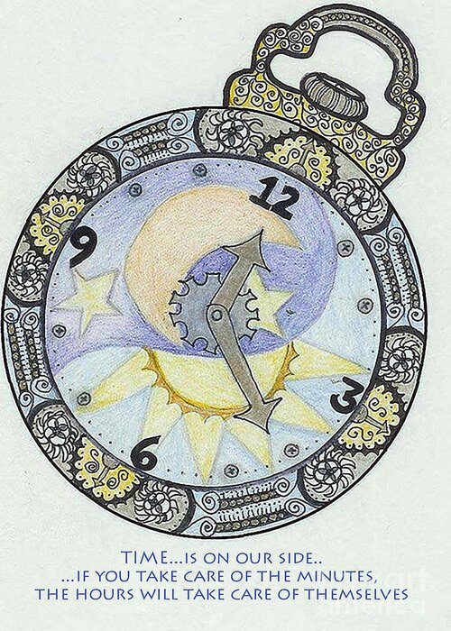 Steampunk Greeting Card featuring the mixed media Time is on our side by Ruth Dailey