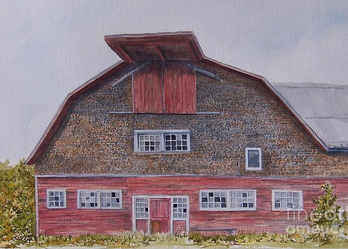 Barn Greeting Card featuring the painting Time To Say Goodbye by Jackie Mueller-Jones