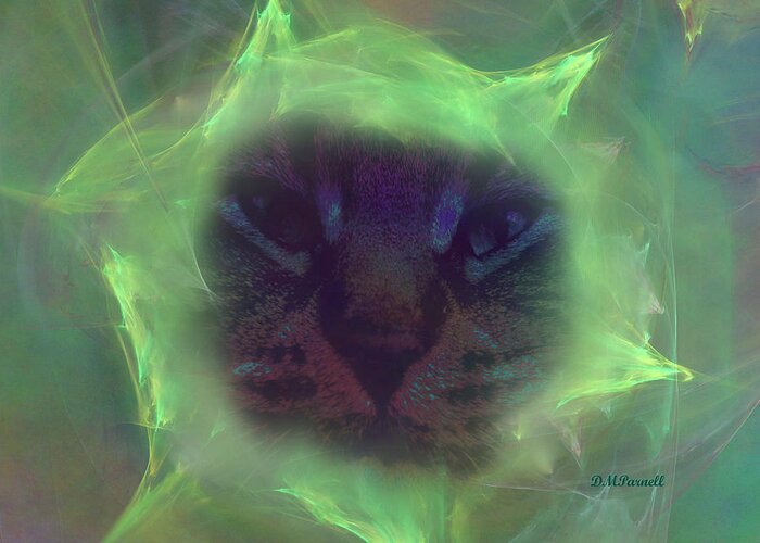Cat Greeting Card featuring the digital art Time Warp Cat by Diane Parnell