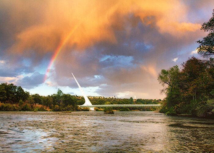 Sundial Bridge Rainbow Greeting Card featuring the photograph Timeless by Randy Wood