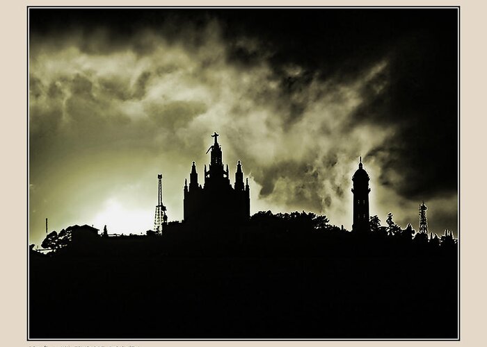 Barcelona Greeting Card featuring the photograph Tividabo. Dramatic Sunset by Pedro L Gili