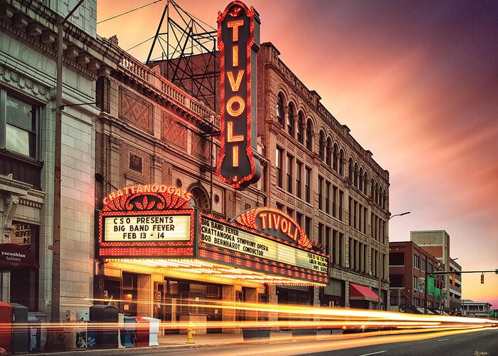 Tivoli Greeting Card featuring the photograph Tivoli Theatre Valentines Day Sunset by Steven Llorca