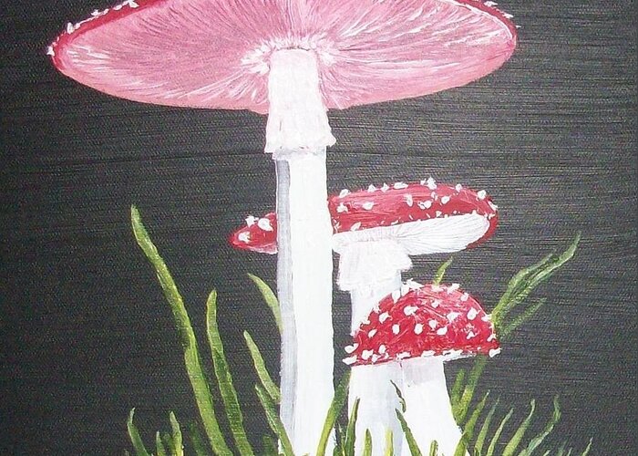 Toadstool Greeting Card featuring the painting Toadstools by Asa Jones