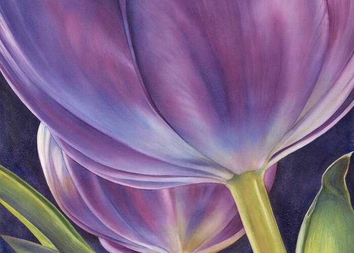 Tulip Greeting Card featuring the painting Toasting the Evening by Sandy Haight