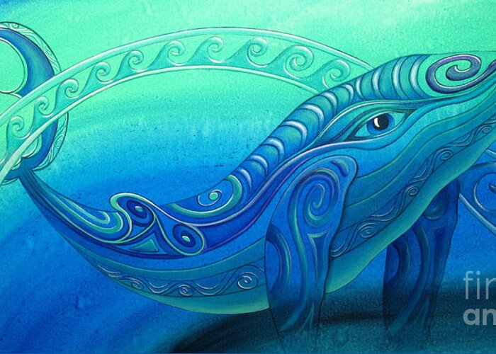Whale Greeting Card featuring the painting Whale by Reina Cottier