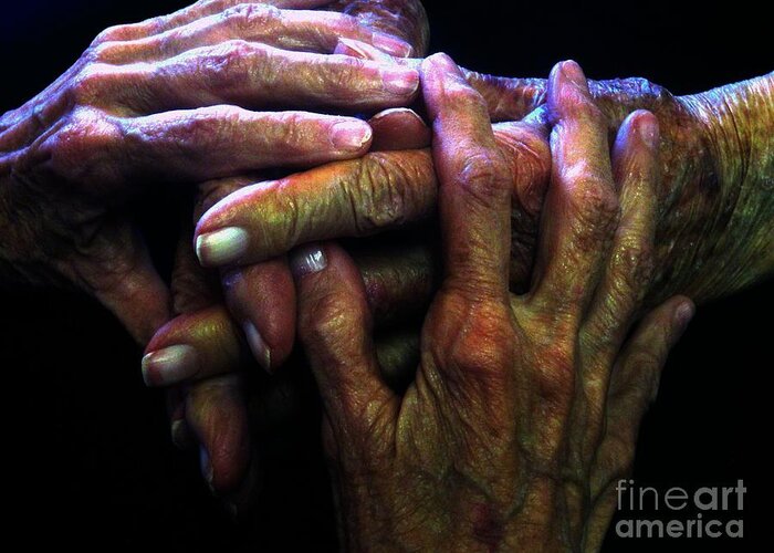 Hands Greeting Card featuring the photograph Top2Generations by Robert D McBain