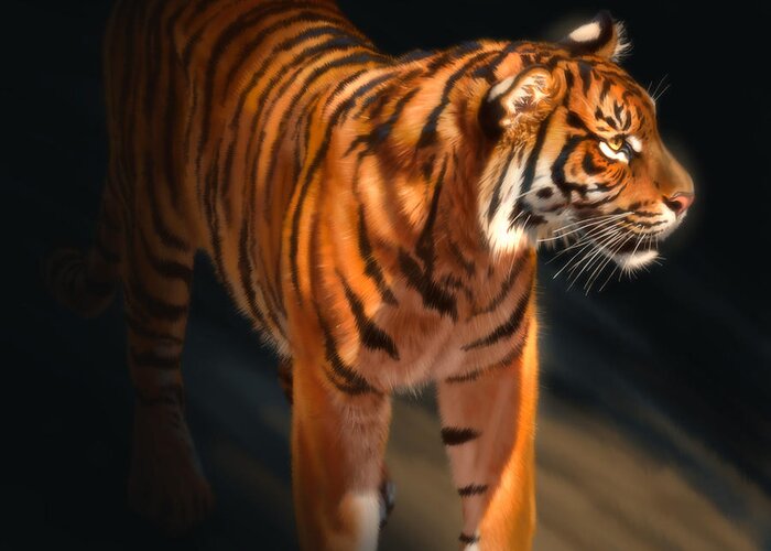  Greeting Card featuring the digital art Torch Tiger 4 by Aaron Blaise