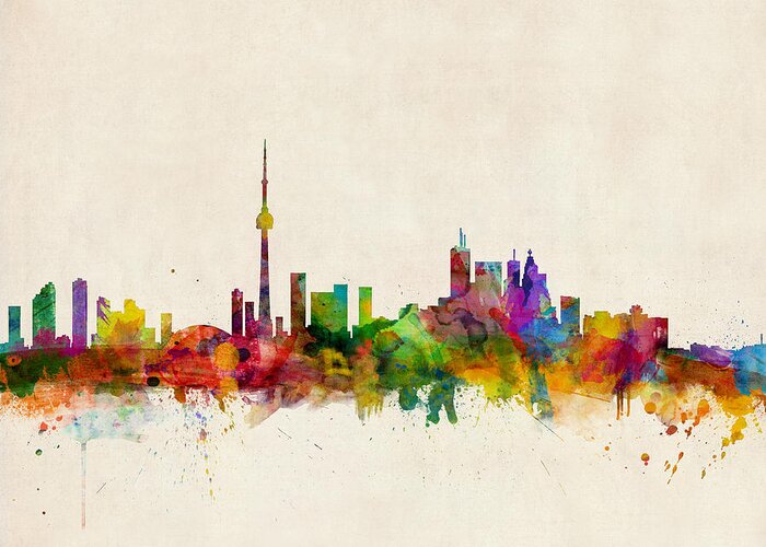 Toronto Greeting Card featuring the digital art Toronto Skyline by Michael Tompsett