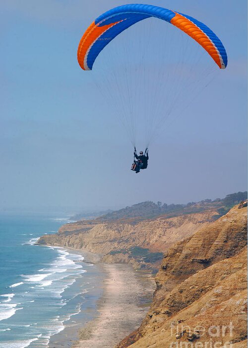Paraglider Greeting Card featuring the photograph Torrey Pines Paragliders by Anna Lisa Yoder