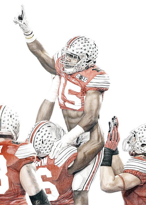 Ohio State Greeting Card featuring the mixed media Touchdown by Bobby Shaw