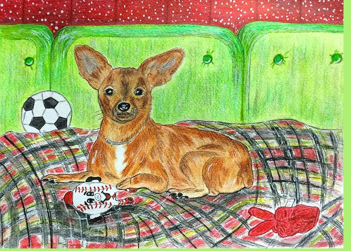Toy Rat Terrier Greeting Card featuring the painting Toy Rat Terrier by Kathy Marrs Chandler
