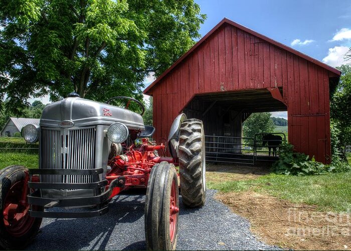 Barn Greeting Card featuring the photograph Tractor And Barn by Jason Barr