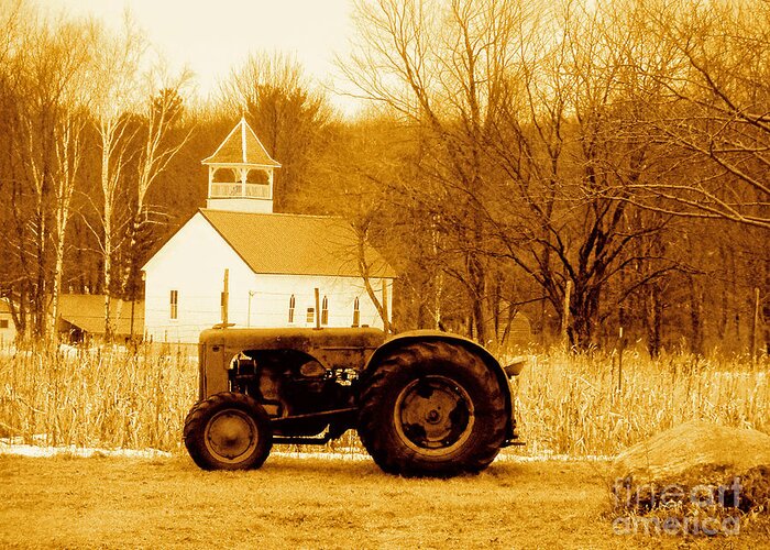 Tractor Greeting Card featuring the photograph Tractor in the Field by Desiree Paquette