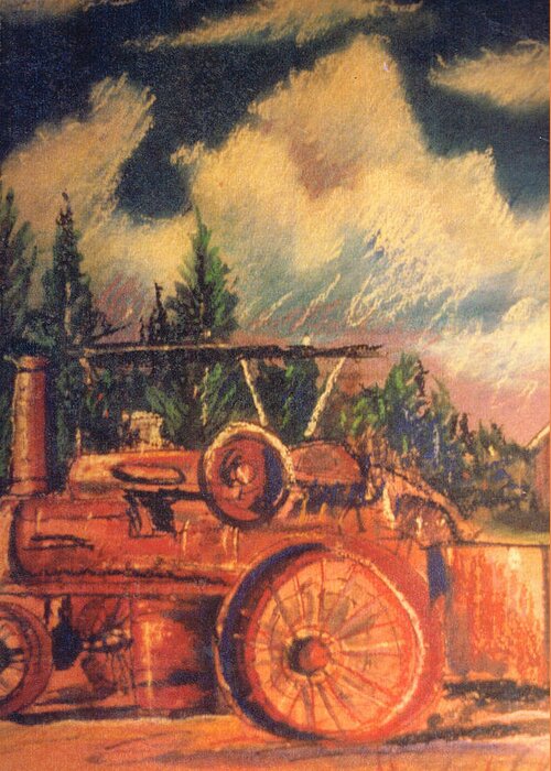 Tractor Greeting Card featuring the mixed media Tractor by Keith Spence