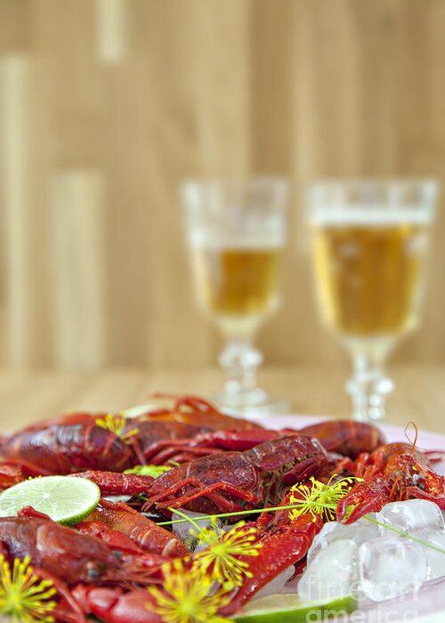 Dill Greeting Card featuring the photograph Traditional swedish crayfish meal by Sophie McAulay