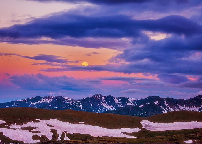 Sunrise Greeting Card featuring the photograph Trail Ridge Moonset by Darren White