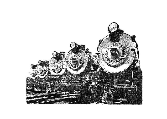 Pen Greeting Card featuring the drawing Train 2 by David Doucot