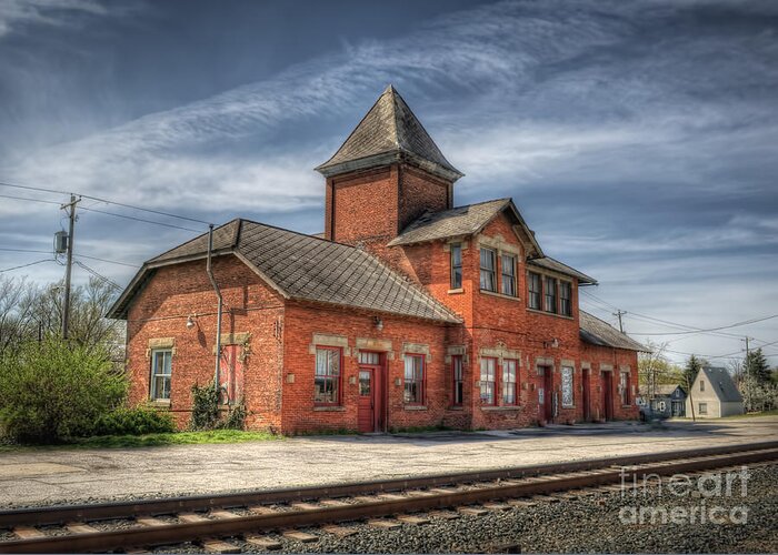 Train Greeting Card featuring the photograph Train Station of Delaware Ohio by Pamela Baker