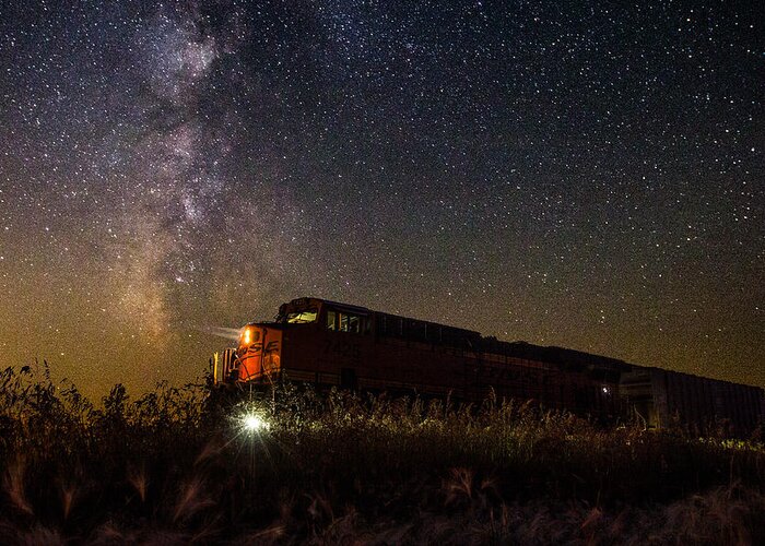 Train Greeting Card featuring the photograph Train to the Cosmos by Aaron J Groen