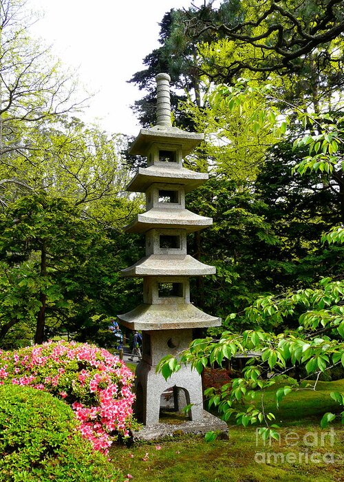 Pagoda Greeting Card featuring the photograph Tranquil Japanese Garden by Avis Noelle