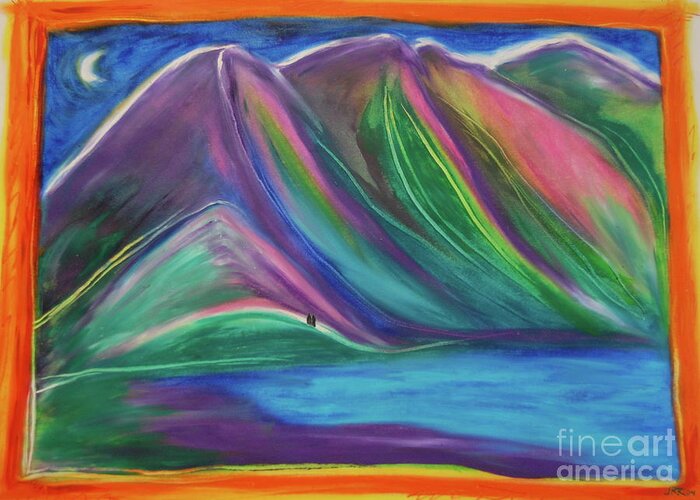 Landscape Greeting Card featuring the painting Travelers Mountains by jrr by First Star Art