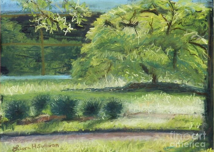 Landscape Greeting Card featuring the pastel Tree and 5 Students by Laura Sullivan